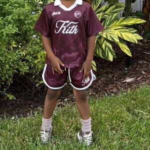 Kith Kids Burgundy Soccer Outfit